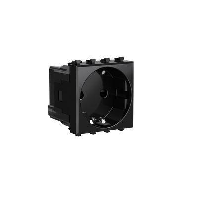 Розетка 1-м 2мод. Avanti "Черный квадрат" 16А IP20 2P+E защ. шторки черн. DKC 4402002