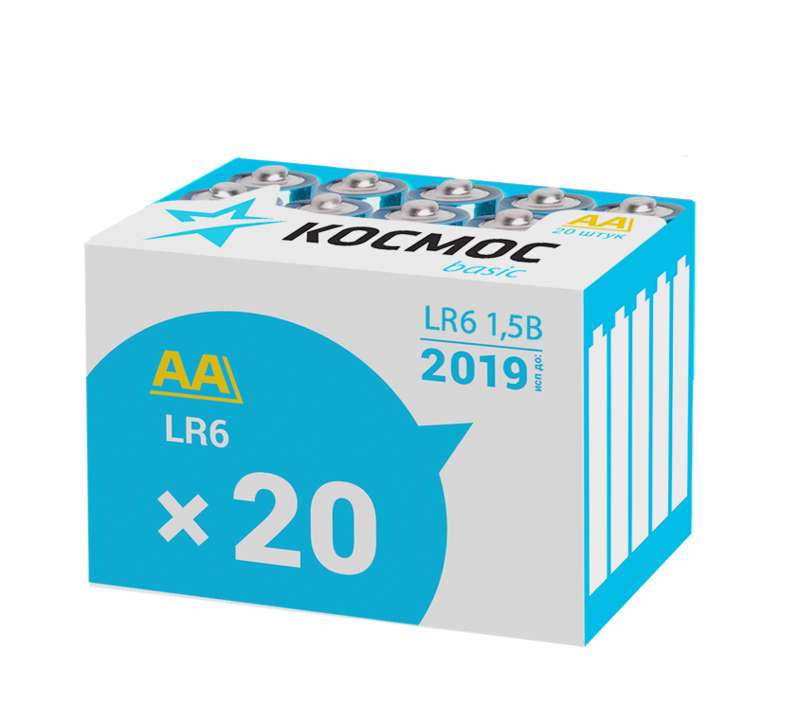 Элемент питания алкалиновый LR LR6 (уп.20шт) Космос KOCLR620BOX