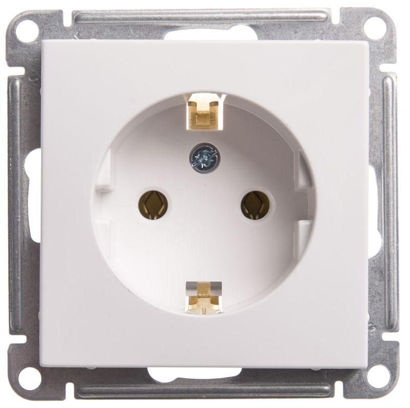 Механизм розетки 1-м СП W59 16А IP20 с заземл. без защ. шторок бел. SchE RS16-154-1-86