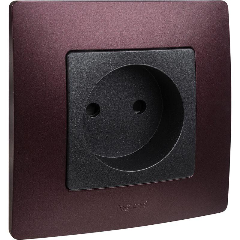 Механизм розетки 1-м СП Etika 16А IP31 250В 2P без заземл. защ. шторки немецк. стандарт винт. клеммы антрацит Leg 672634